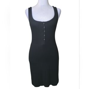 Olivaceous Black Button-Front Dress Size s 95%Rayon